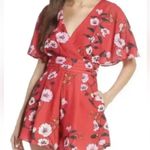 Keepsake  Red Floral Romper Womens 10 Flounce Flutter Sleeve Summer Playsuit Photo 11