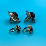 Antique Silver & Black Primal Hematite Adjustable Rings Photo 2