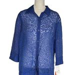 Hearts Of Palm Womens Sheer Blue Leopard Print Button Photo 0