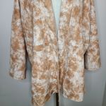 Anthropologie Solitaire Tan White Suedette Open Front Kimono Sleeve Jacket Sz L Photo 2