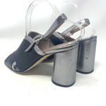 Ouigal Metallic Slingback Heels‎ Black Silver Size 8.5 Photo 8