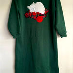 Vintage Metropolitan Women’s Fleece Flannel Sleep Shirt Nightgown Felted Cat S Green Photo 0