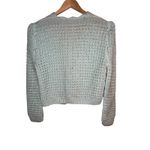 Handmade Mint Green Scalloped Edge Crochet Knit Cropped Cardigan Sweater Small Photo 6