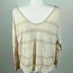 Free People  Tan V-Neck Long Sleeve Top Size M Photo 0