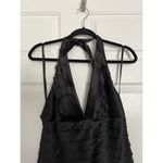 BCBGMAXAZRIA Black Satin Y2K Whimsygoth Halter Cocktail Dress Photo 1