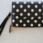 Black w/ White Polk A Dots Wristlet Clutch Purse Snap Closure Credit Card Holder Photo 0