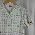 Dickies  Small Honey Bee Print Rainbow Scrub Top Nurse Medical Field V Neck Photo 4