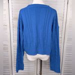 DAZY Cropped Button Front Cableknit Cardigan Sweater Blue Photo 1
