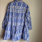 Anthropologie MAEVE BY  bubble hem shirt dress in blue and white 1X Photo 3