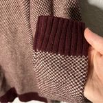 Next Womens Size L Wool Blend Fair Isle Red Cream Knit Sweater Dress Long Sleeve Photo 2