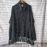 White House | Black Market Women’s Sweater Poncho with Fringe Detail Photo 1