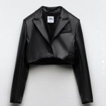 ZARA Faux Leather Cropped Blazer Photo 2