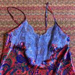 80s VINTAGE VICTORIAS SECRET FUNKY PSYCHEDELIC PAISLEY SLIP DRESS Purple Photo 1