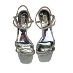 Badgley Mischka  Unity Wedge Heels Womens Silver Embellished Strappy Sandals 10‎ Photo 3