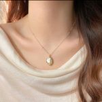 Gold Pearl Pendant Necklace Minimalist Irregular Chic Photo 1