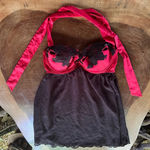 La Vie En Rose Intimates Red Black Lingerie Bustier Push up Bra Tank Small EUC Photo 0