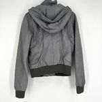 Barney’s Gray Leather‎ hooded convertible jacket moto Helena Christensen small Gray Photo 3