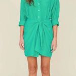 Xirena Arly Dress Tie Front Long Sleeve Green Cotton Silk Blend Shirt Size XS Photo 0