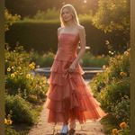 Cachet salmon Strapless Ruched Tiered Cocktail Dress Size 8 Photo 8