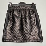 Lyla Renai Quilted Black Vegan Leather Mini Skirt Chain Detail Women’s Size S Photo 0