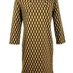 Vivienne Tam Vivianne Tam Camel Brown Black Sheath Shift Geometric Career Dress 10 Photo 0