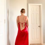 Bella Barnett Red Satin Cowl Neck and Back Maxi Slip Dress Size L Photo 6