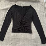 Lulus  Black Long Sleeved Ruched Top Photo 1