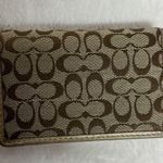 Coach Brown and Cream mini trifold Wallet Photo 1