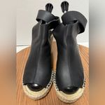 Vince Seymour Covered Black Leather Open Toe Espadrille Jute Wedge Sandal 9M Photo 1
