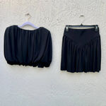 L'Academie Pleated Crepe Julianna Crop Top&Mini Skirt Set Black Womens Size XS Photo 2