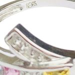 Women’s Fine 10K White Gold Multicolor Gemstone Diamond Anniversary Ring Photo 8