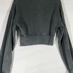 Aerie  OFFLINE THROWBACK CROP CORSET SWEATSHIRT HALF ZIP DISTRESSED GRAY‎ NEW Photo 1