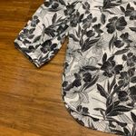 NYDJ Women's XL Floral Print Blouse 3/4 Sleeve Button Front Black White Workwear Photo 3