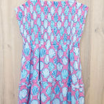 Simply Southern  Womens Dress Size M Pink Blue Shell Print Beachy Coastal Resort Photo 0
