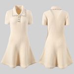 Sierra Darien Elegant Ivory Soft Knit Mini Dress with Crystal Embellished Collar White Size undefined Photo 1