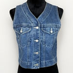 Gap Vintage Blue Denim Vest Women's Medium Cropped Jean Jacket 90s Y2K Photo 0