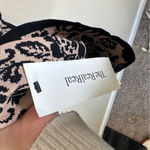 Torn By Ronny Kobo Ronny Kobo Torn Tan Black Floral Knit Sweater Dress Womens XS Mini Short Sleeve Photo 4