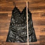 ZARA  Black Leather and Lace Cami Shift Dress in Size Medium Photo 2
