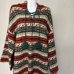 ZARA Jacquard Wool Blend Multicolored Hooded Long Side Slits Poncho S-M EUC Photo 10