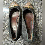 Tory Burch | Black Suede Snakeskin Cap Pacey Block Heels Size 9.5 Photo 3