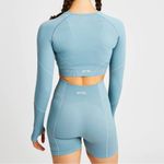 AYBL NWT  Reflex Seamless Long Sleeve Crop Active Workout Top Teal Sz Small Photo 1