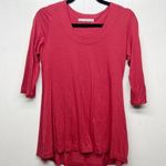 Peruvian Connection  3/4 Sleeve Pink Womens Top Size Small Scoop Neck Long Length Photo 0