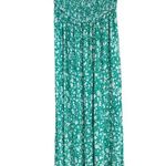 Zesica Green Floral smocked Strapless maxi Dress Size L Photo 2