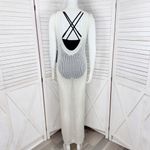 Almost Famous Sheer Crochet Open Back Beach Swim Cover Maxi Dress Cream Medium Photo 4