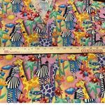 Peaches Uniforms Scrub Top Zebra Giraffe Birds Multicolor Dental Veterinarian Size L Photo 5