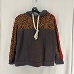 Monrow Cheetah Print Pullover Hoodie Womens Medium Grey Photo 0