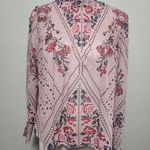 Living Doll pink floral smocked high neck blouse size small Photo 0