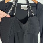Joseph Ribkoff  Black Long Sleeve Blouse Chain Halter Date Night Pleated Bust Photo 2
