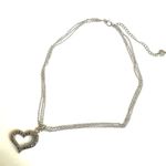 Cookie Lee  Silver tone open heart marcasite multi strand pendant necklace Photo 7