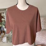 Los Angeles Apparel  USA made brown boxy crop cotton tee shirt OS​ Photo 0